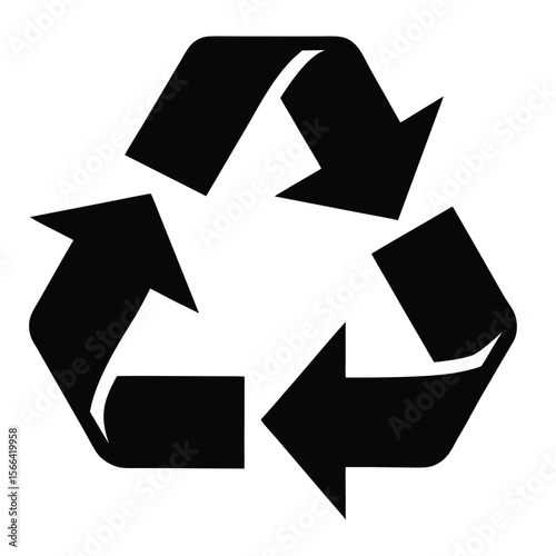 Black Recycling Symbol Silhouette Vector – Eco-Friendly Recycle Icon