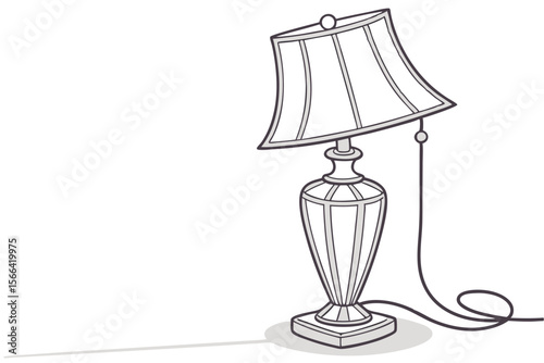 Table lamp with striped shade and ornate base lighting