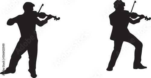 Violinist Silhouette Duo Vector