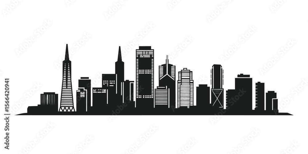 Fototapeta premium City skyline silhouette vector collection and urban building landscape set