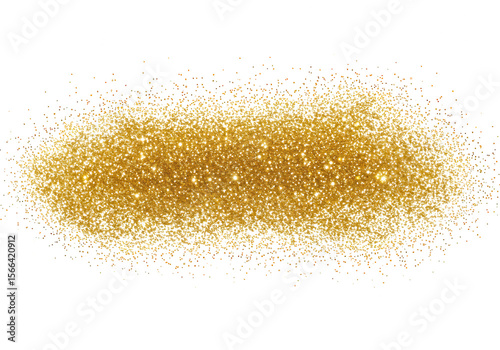 A pile of golden glitter sparkles and shines, creating a luxurious and festive abstract texture isolated on a white background
