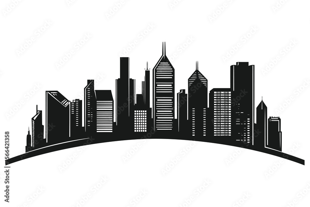 Obraz premium City skyline silhouette vector collection and urban building landscape set