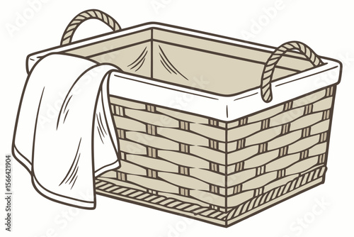 Woven Laundry Hamper with White Towel laundry basket