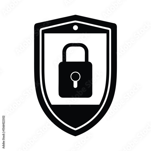 Secure mobile phone with a protective shield and lock icon overlay presented in a clean silhouette style