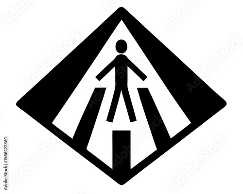 Crossing sign silhouette vector illustration. Vector icon on the topic of road traffic. A person walking or walk sign flat vector