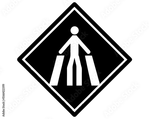 Crossing sign silhouette vector illustration. Vector icon on the topic of road traffic. A person walking or walk sign flat vector