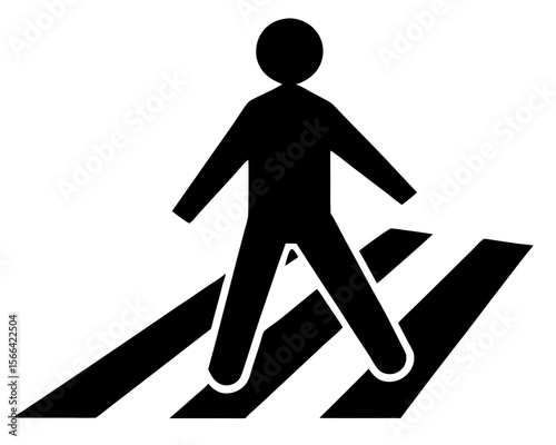 Crossing sign silhouette vector illustration. Vector icon on the topic of road traffic. A person walking or walk sign flat vector