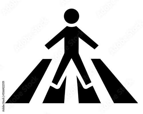 Crossing sign silhouette vector illustration. Vector icon on the topic of road traffic. A person walking or walk sign flat vector