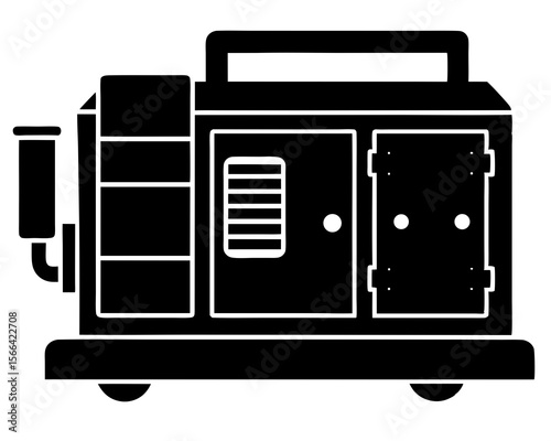 Diesel generator silhouette, Heavy machinery power supply generator silhouette vector illustration