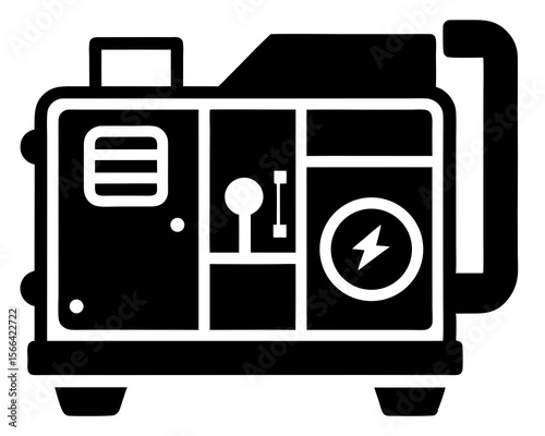 Diesel generator silhouette, Heavy machinery power supply generator silhouette vector illustration