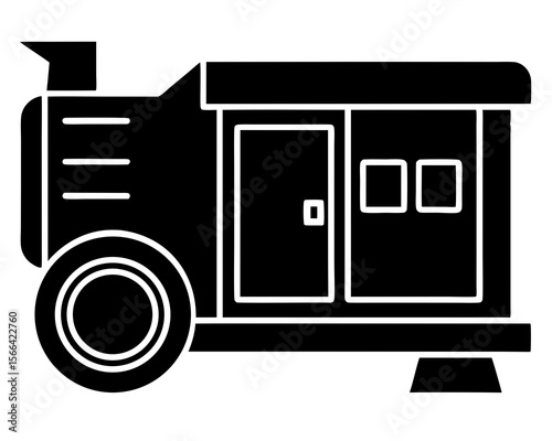 Diesel generator silhouette, Heavy machinery power supply generator silhouette vector illustration