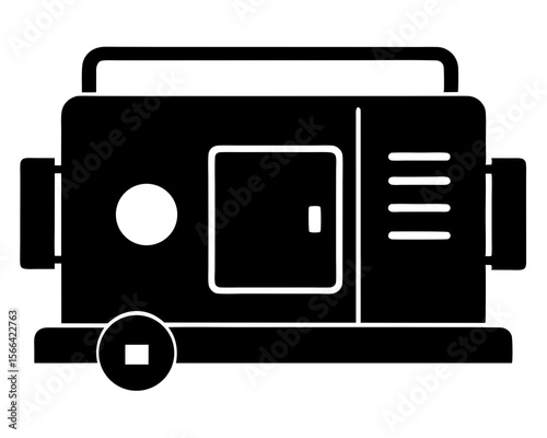 Diesel generator silhouette, Heavy machinery power supply generator silhouette vector illustration