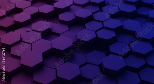 Abstract 3D Hexagon Pattern in Gradient Purple and Blue Tones