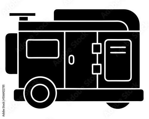 Diesel generator silhouette, Heavy machinery power supply generator silhouette vector illustration