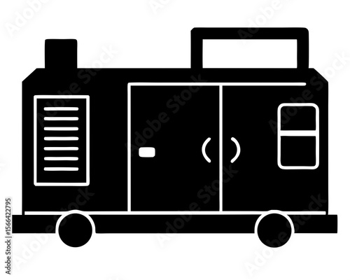 Diesel generator silhouette, Heavy machinery power supply generator silhouette vector illustration