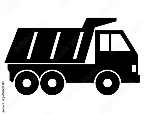 Silhouette of a massive dump truck filled with materials, ready for work. dump truck line art silhouette vector illustration