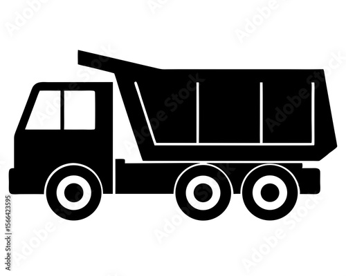 Silhouette of a massive dump truck filled with materials, ready for work. dump truck line art silhouette vector illustration