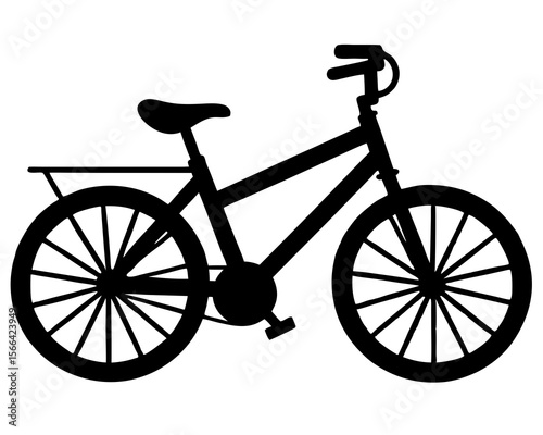 Black electric bicycle silhouette with thin spokes and sleek frame a bike black silhouette vector illustration