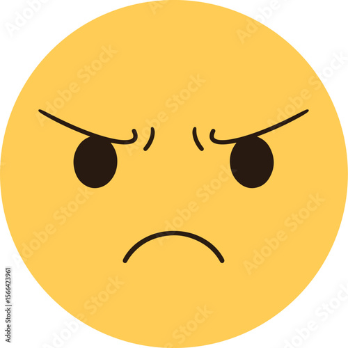 Yellow angry face with frowning eyebrows emoji