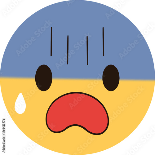 An extremely scared yellow emoji with a pale, sweaty face and an open mouth.