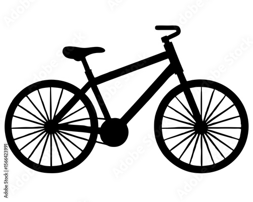 Black electric bicycle silhouette with thin spokes and sleek frame a bike black silhouette vector illustration