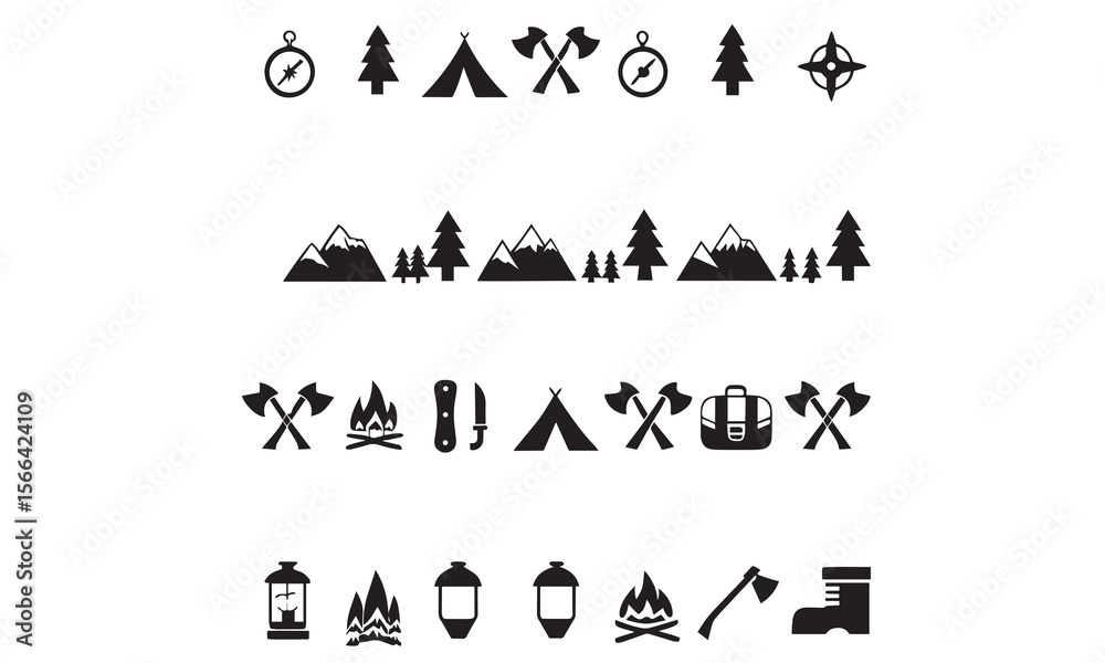 Naklejka premium Camping Equipment Icons