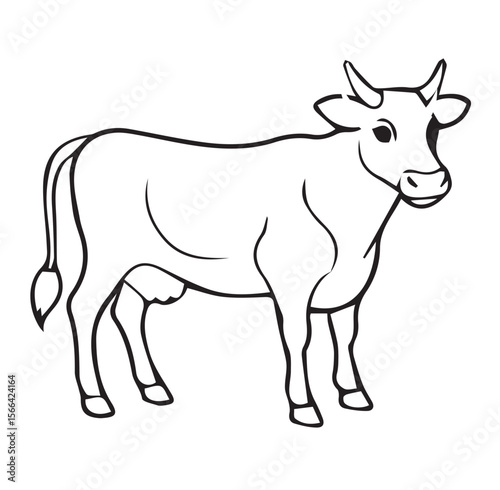 Line art cow silhouette vector illustration.