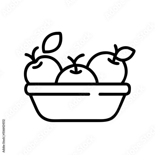 Basket with apples — harvest gathering, minimalist design