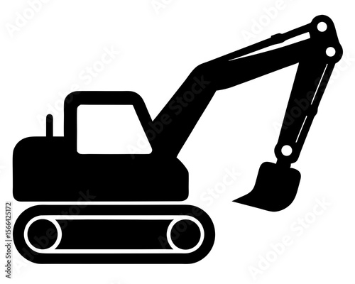 Excavator vector, Construction excavator silhouette vector illustration isolated on a white background
