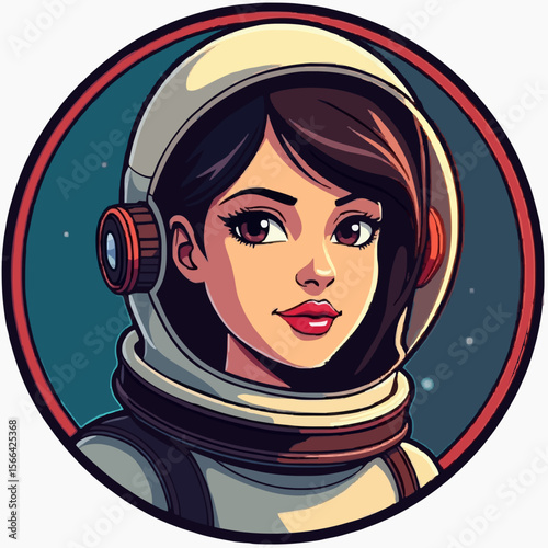 Bold female astronaut, space explorer, cosmic adventure, space suit, astronaut portrait, space mission art, stellar illustration, spacewoman sketch, cosmic lifestyle, space exploration, astronaut desi