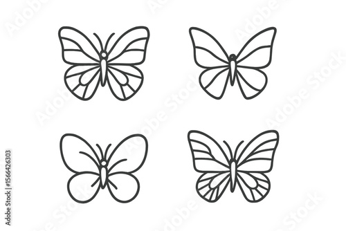 Butterflies in various stages of design on a simple white background highlighting nature's beauty and diversity