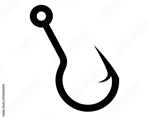 Fishing Hook Icon. Fish hook clipart vector flat illustration design. Fishing hook silhouette.
