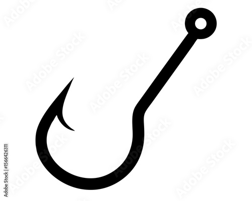 Fishing Hook Icon. Fish hook clipart vector flat illustration design. Fishing hook silhouette.
