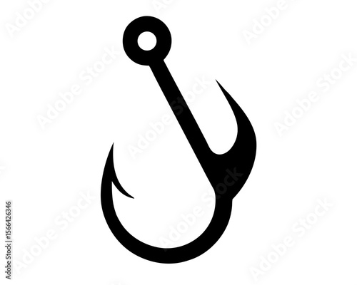 Fishing Hook Icon. Fish hook clipart vector flat illustration design. Fishing hook silhouette.