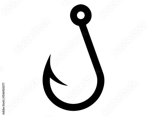 Fishing Hook Icon. Fish hook clipart vector flat illustration design. Fishing hook silhouette.