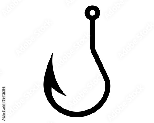 Fishing Hook Icon. Fish hook clipart vector flat illustration design. Fishing hook silhouette.