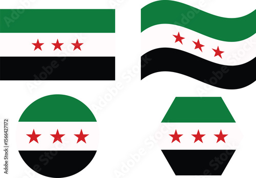 Diverse Flag Variations of the State of Syria. Syrian Arab Republic Identity with Syrian Flag.