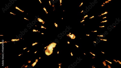 Abstract fiery bursts against a dark background motion graphic