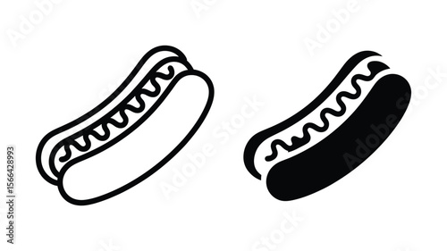 Vector art of a simple hotdog icon is shown isolated on white background