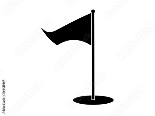 Golf flag vector isolated. Golf Flag silhouette simple flat vector, Flag icon
