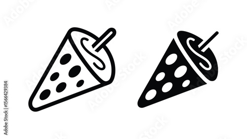 Vector art of an ice cream cone is depicted in black and white