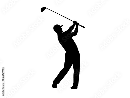 Golf player silhouette. isolated view of young man playing golf