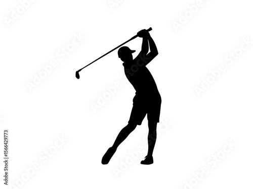 Golf player silhouette. isolated view of young man playing golf