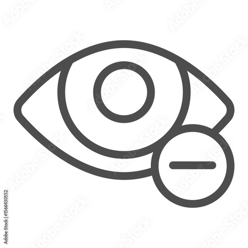Eye and minus line icon, vision treatment concept. Vector graphics. Myopia, ophthalmology sign on white background, outline style icon for mobile or web design.
