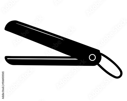 Open hair straightener silhouette icon. Vector illustration