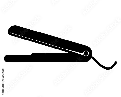 Open hair straightener silhouette icon. Vector illustration