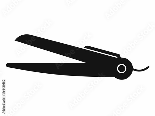 Open hair straightener silhouette icon. Vector illustration