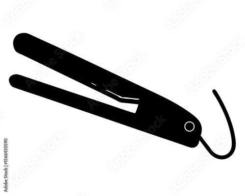 Open hair straightener silhouette icon. Vector.
