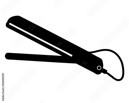 Open hair straightener silhouette icon. Vector illustration