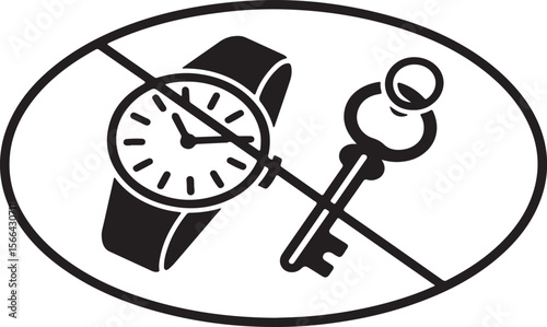 No Watches No Keys Sign - Prohibited Items Warning Icon